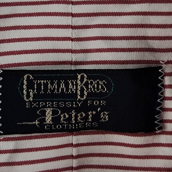 Gitman Bros 16.5 34 Point Collar Red Striped Long Sleeve Button Up Shirt Cotton - Picture 8 of 16